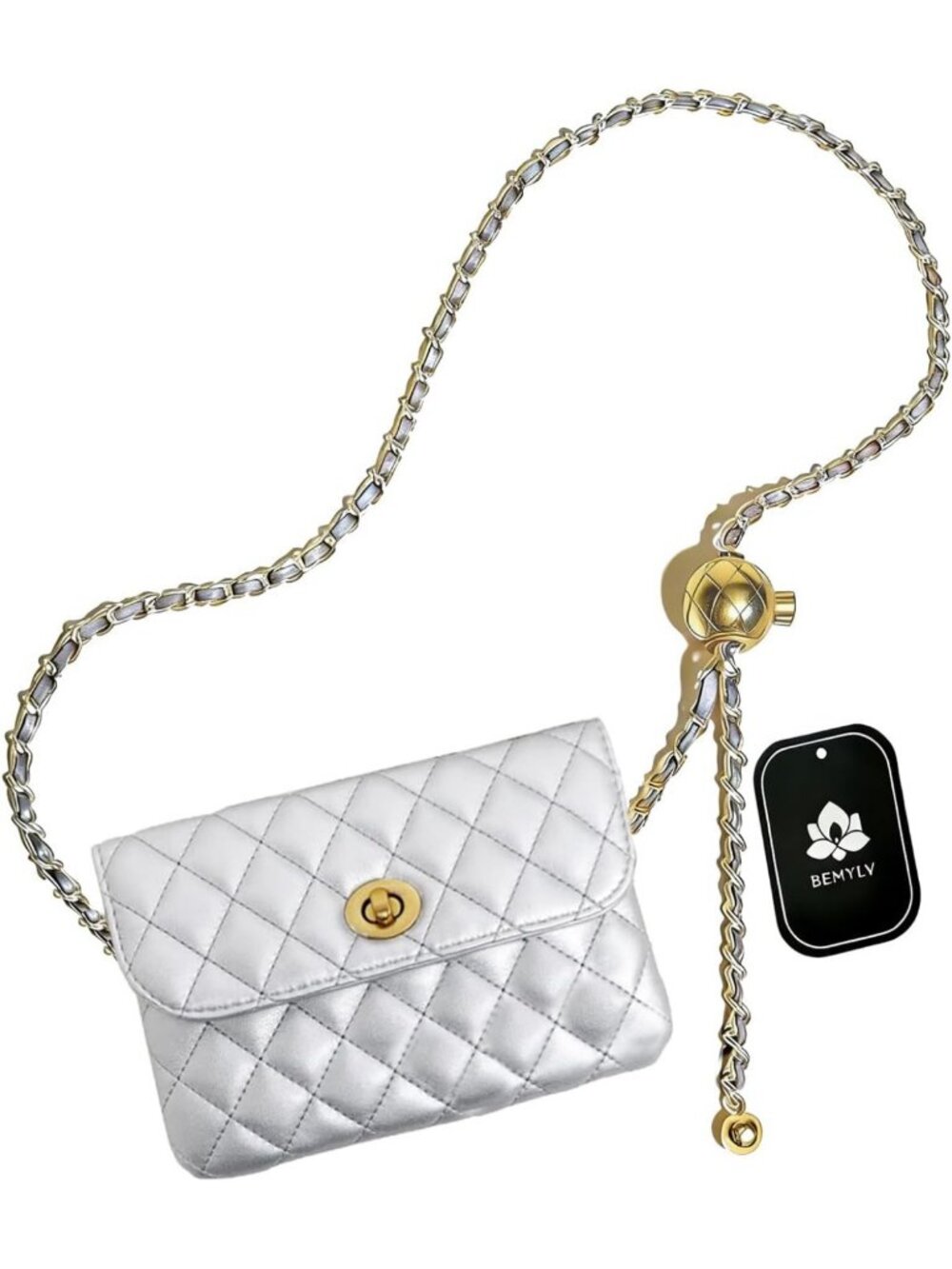 Stylish Leather Chain Belt Bag for Women - Adjustable Crossbody Phone Purse